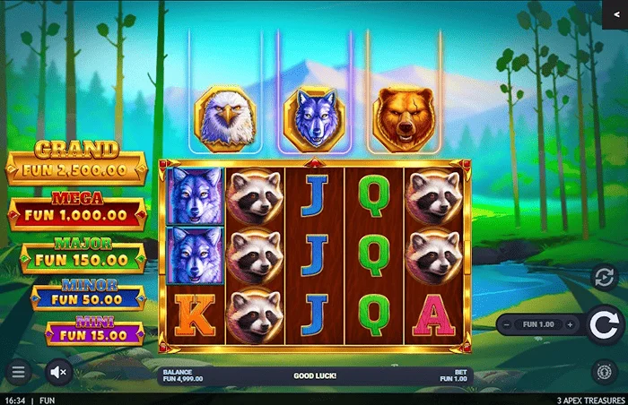 3 Apex Treasures - glavni ekran igre sa 5x3 bubnjevima